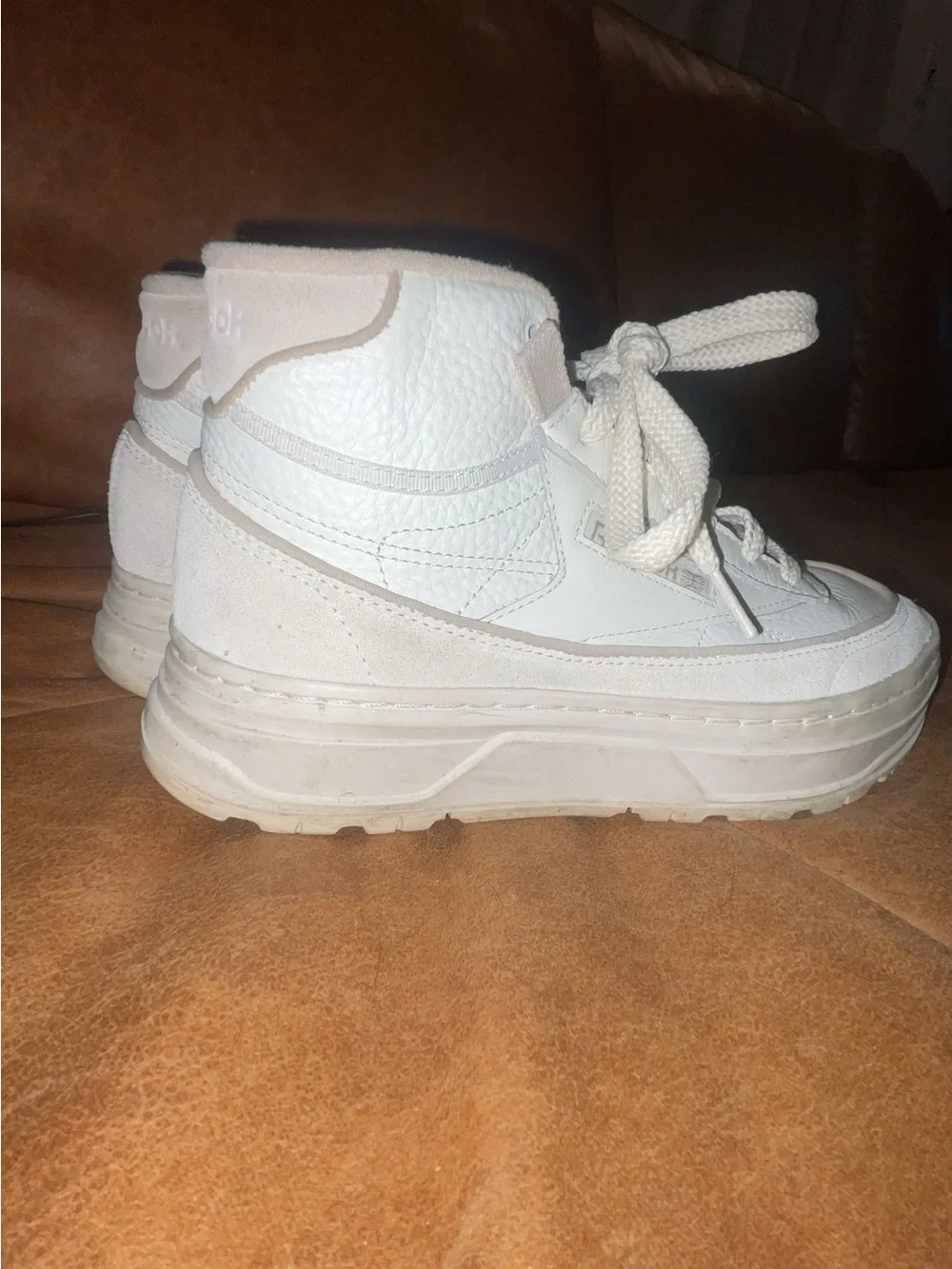 Reebok Cream White Platform High-Top Sneakers